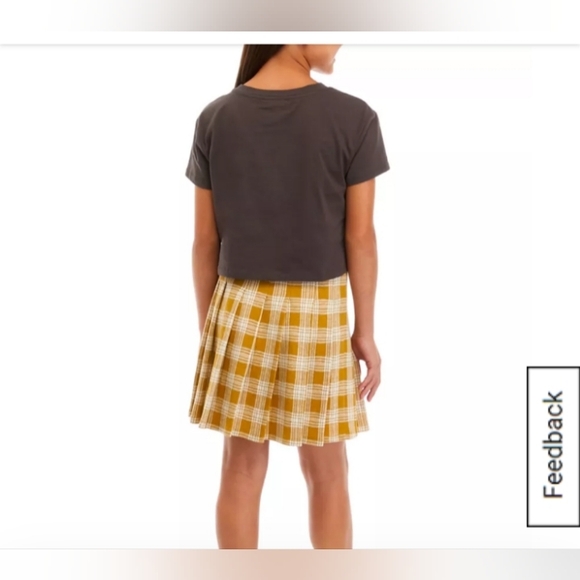 Charming Yellow Plaid Kids Skirt, Size Large - Picture 2 of 3